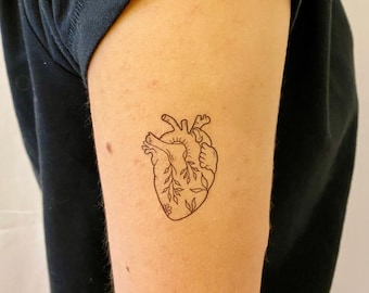 Anatomisches Herz temporäres Tattoo (2er Set)