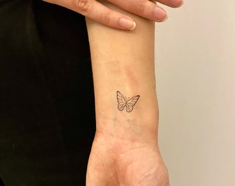 Winziges Schmetterling temporäres Tattoo (3er Set) / Minimalistisches Schmetterling Tattoo / Einzigartiges Schmetterling Tattoo