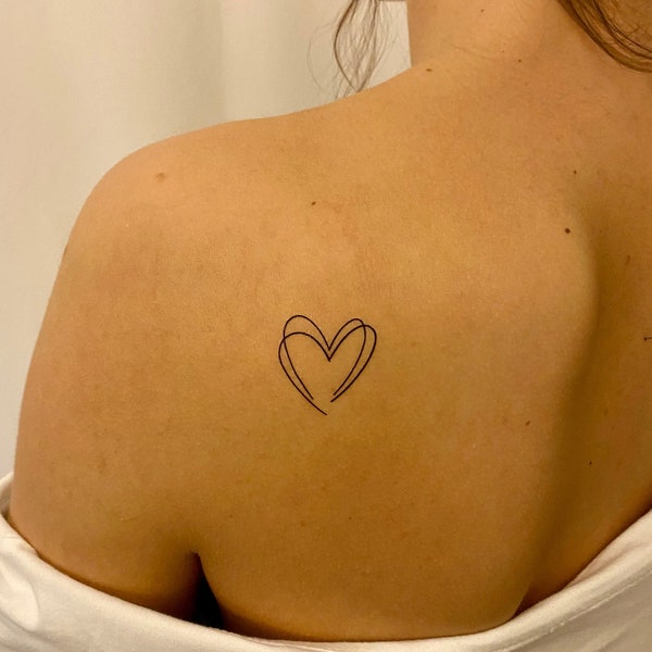 Tatouage temporaire Two Hearts Fine Line (lot de 2) / Love Fake Tattoo