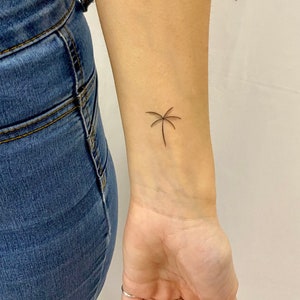 Fine line Palm Tree Temporary Tattoo (Set of 3)