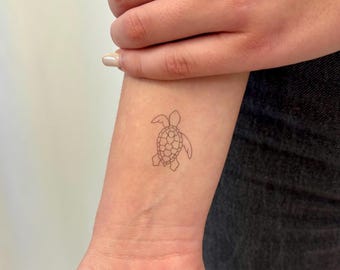Tatouage temporaire tortue de mer (lot de 3) / petite tortue faux tatouage / tatouage océan minimaliste