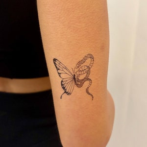 Serpent Wings Temporary Tattoo (Set of 2) / Snake Tattoo / Butterfly Tattoo