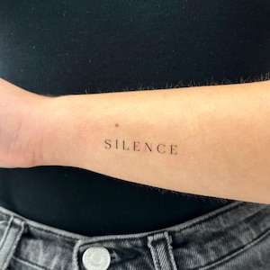 Silence Temporary Tattoo (Set of 2) / Lettering Tattoo / Minimalist Quote Tattoo