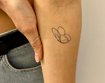Tiny fine-line Butterfly Temporary Tattoo (Set of 2) / Minimalist Butterfly Tattoo / Delicate Butterfly / Best Gift