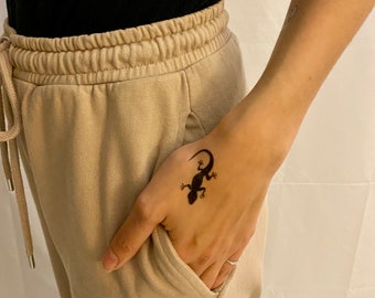 Gecko temporary tattoo (Set of 2) / Lizard fake tattoo / Animal Temporary Tattoos