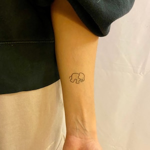 Elephant temporary tattoo (Set of 3) / Small elephant fake tattoo / Animal Temporary Tattoos