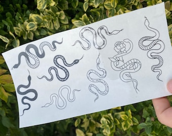 Snake Temporary Tattoo (Set of 8) / Snakes Tattoo / Serpent Tattoo / Small Snake Tattoo / Snake Tattoo Stencil