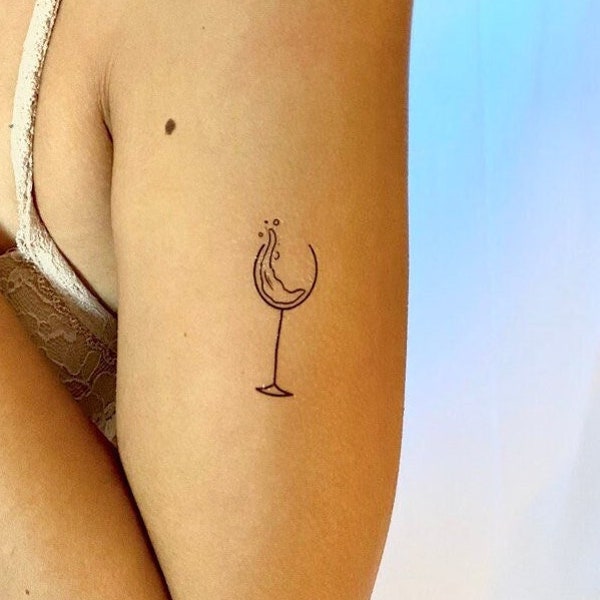 Verre à vin tatouage temporaire (lot de 3) / verre à vin faux tatouage