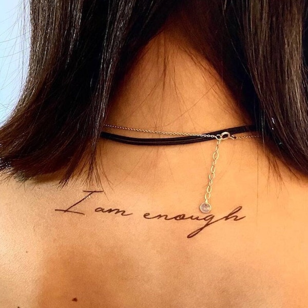 I am enough Temporary Tattoo (Set of 2) / Quote Temporary Tattoo / Lettering Tattoo