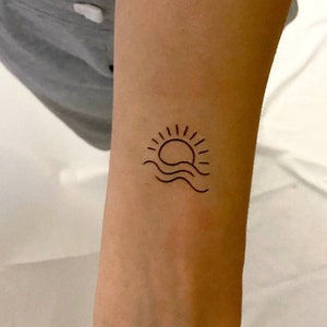Sunset Temporary Tattoo (Set of 3) / Sea Tattoo /  Waves Temporary Tattoo / Ocean Tattoo