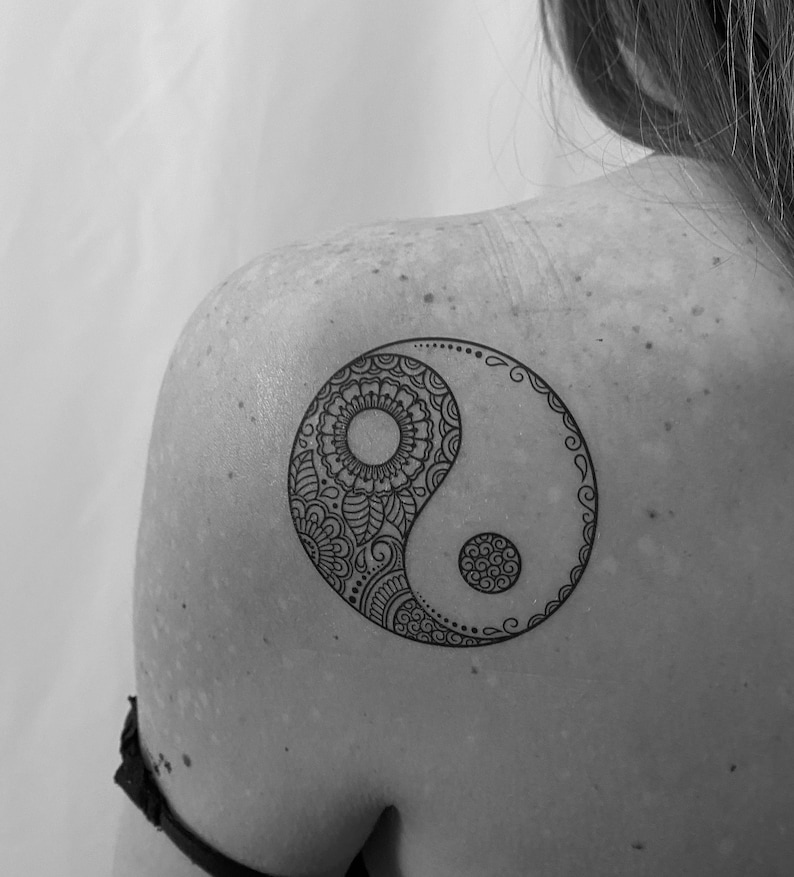 Yin Yang Temporary Tattoo / Yin Yang Fake Tattoo Etsy