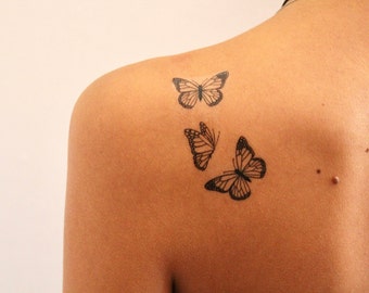 Schmetterling temporäres Tattoo (2er Set) / Kleine Schmetterlinge temporäres Tattoo