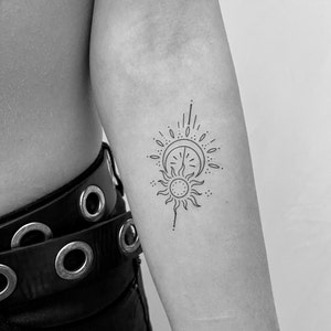 Sun and Moon Temporary Tattoo set of 2 - Etsy