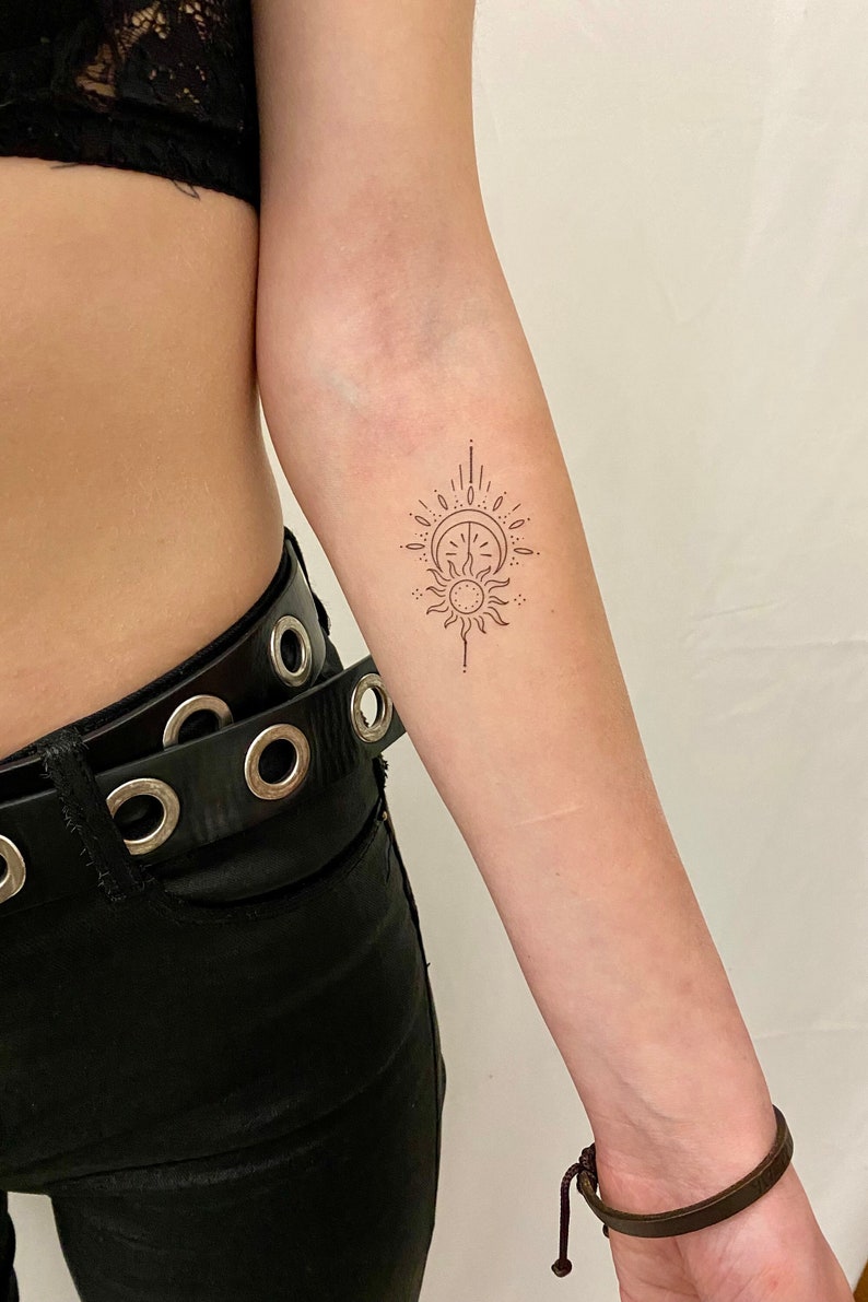 Sonne und Mond temporäres Tattoo 2er Set Bild 1