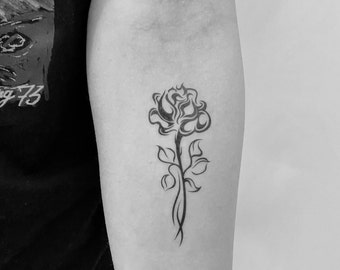 Tribal Rose Temporary Tattoo / Black and White Rose Fake - Etsy