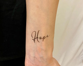 Hope Temporary Tattoo (Set of 2) / Quote Temporary Tattoo / Lettering Fake Tattoo