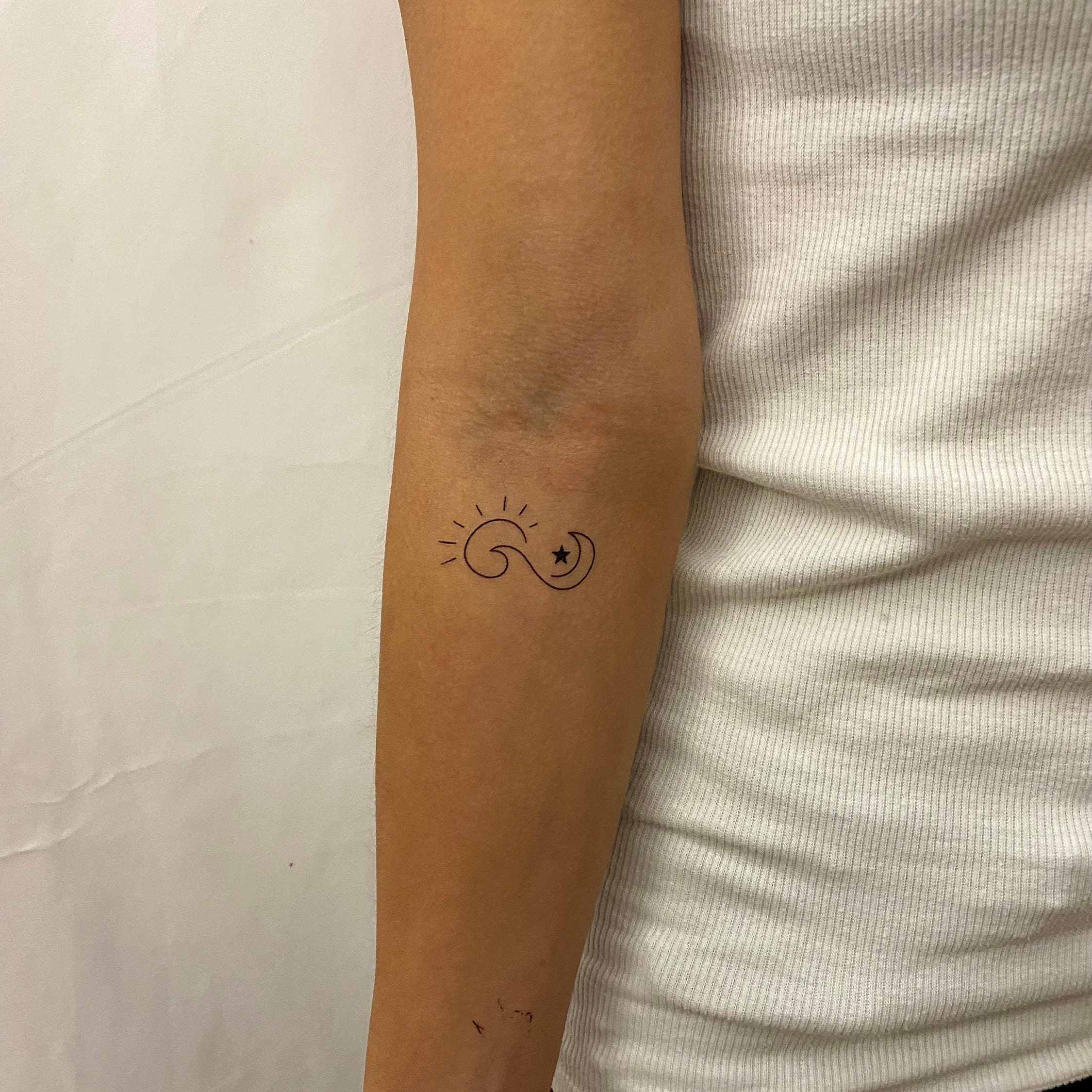 Cute Hand Poked Sun Tattoo  Fineline Tattoo  Stick and Poke  Hand poked  tattoo Sun tattoos Sun tattoo