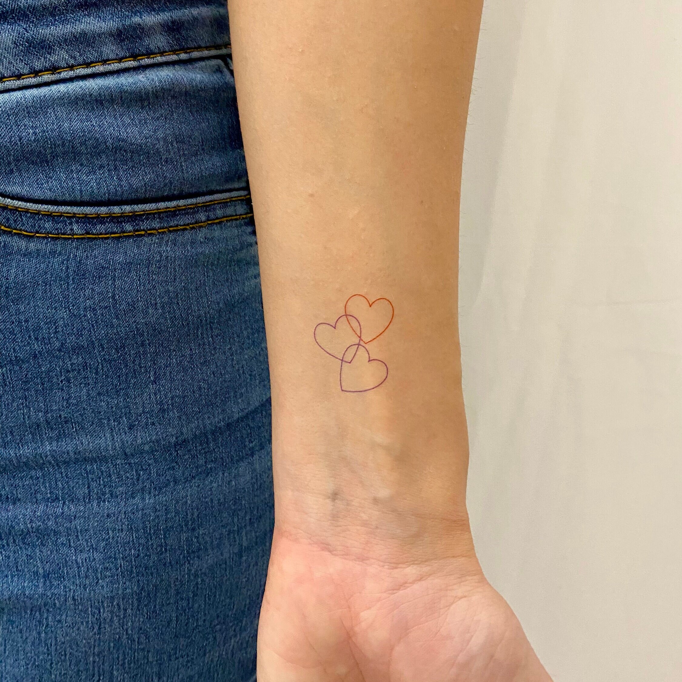 Tatouage Flocon De Neige Minimaliste Ligne fine Coloré petit Trois cœurs Tatouage temporaire Set - Etsy France