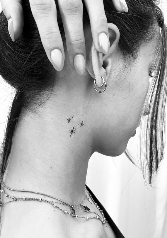 Two Shining Stars Temporary Tattoo  Set of 3  Star tattoos Small star  tattoos North star tattoos
