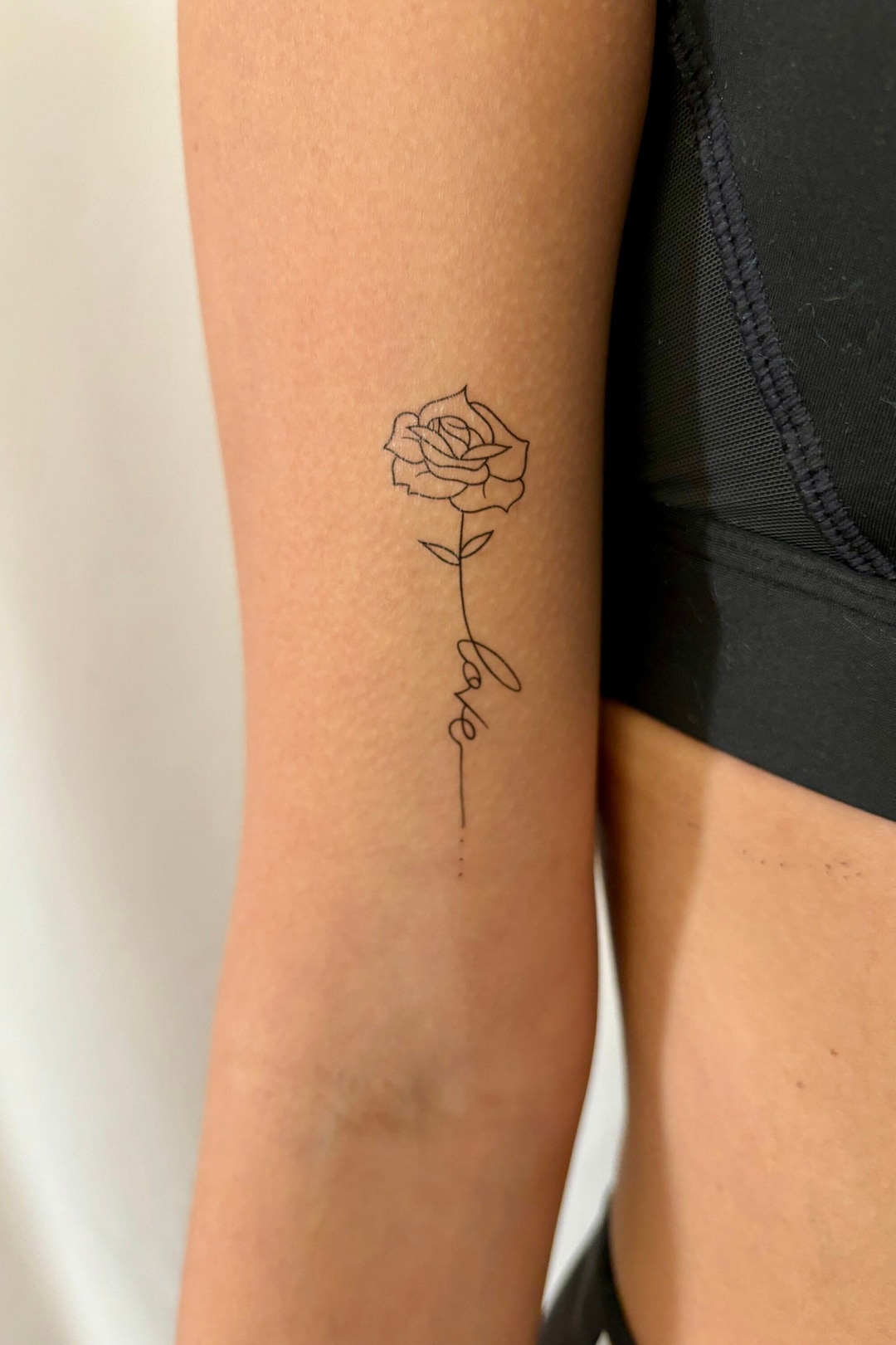 Love Rose Temporary Tattoo (set of 2) / Minimalist Rose Tattoo / Girls ...
