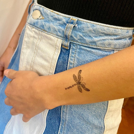 Tribal Dragonfly Temporary Tattoo  Temporary Tattoos