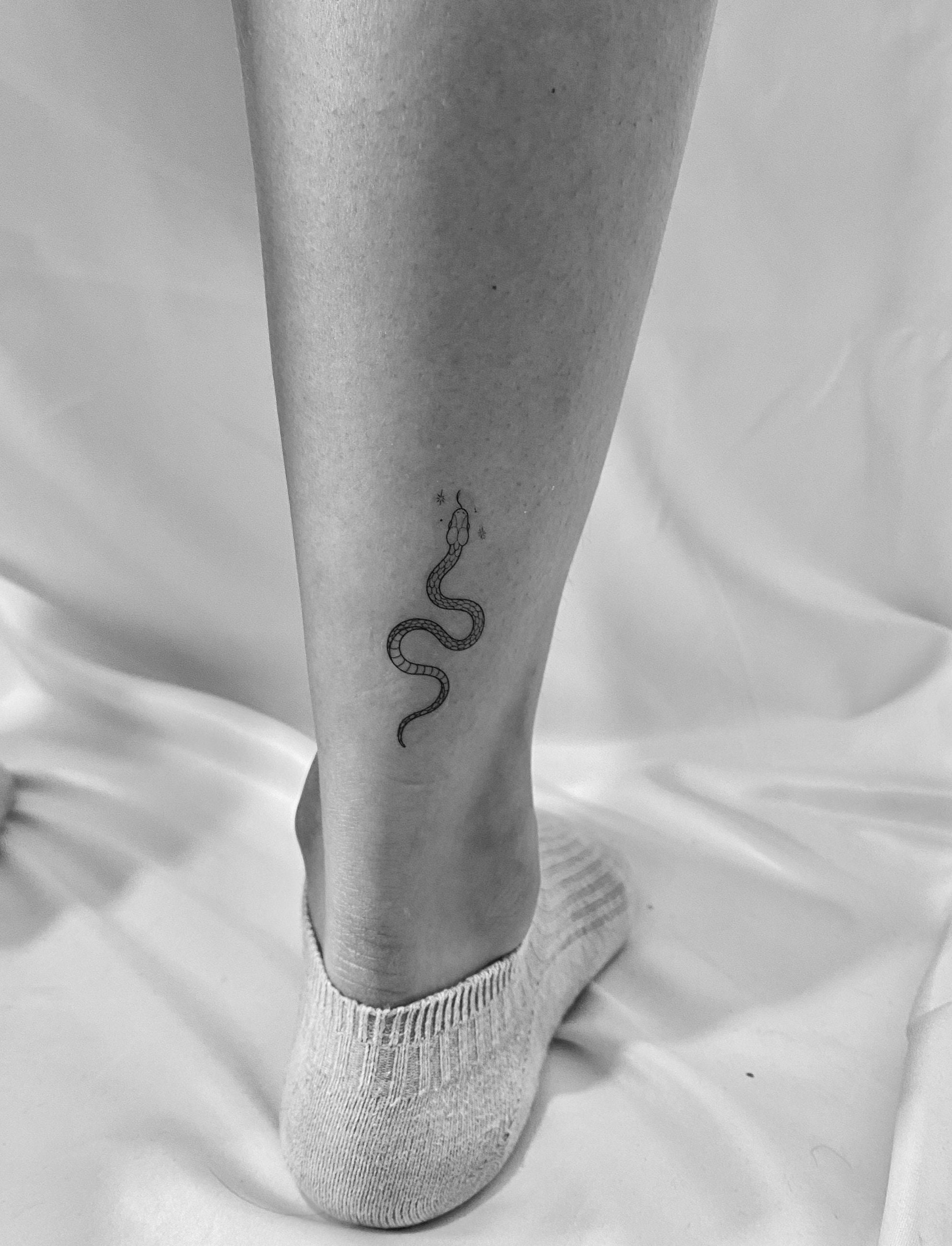 Snake Ankle Tattoos Long Lasting Temporary Tattoo Dark Aesthetic Snake