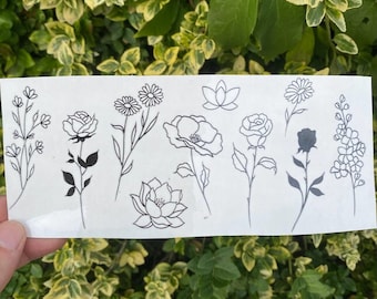 Tatouage temporaire de fleurs (lot de 10) / Rose Tattoo / Petite fleur Tattoo / Rose Tattoo Stencil