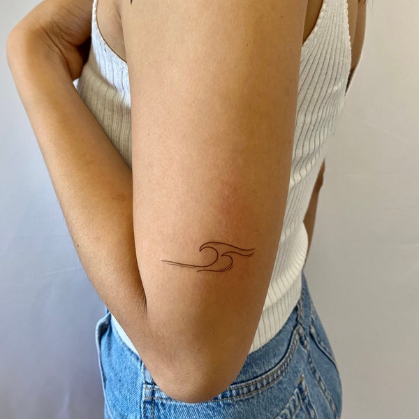 Wave Temporary Tattoo Etsy