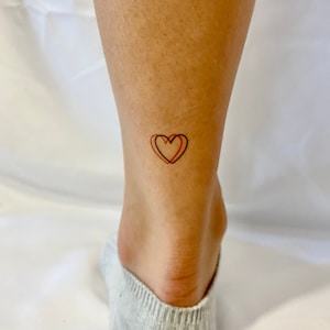 Black and Red Heart Temporary Tattoo (Set of 3) / Ankle temporary tattoo