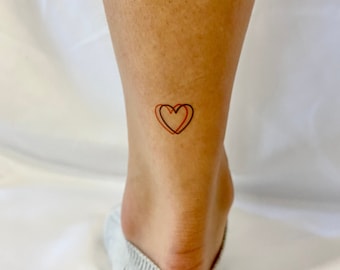 Tatuagem temporária de coração preto e vermelho (conjunto de 3) / tatuagem temporária no tornozelo