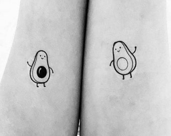 BFF Temporary Tattoo (Set of 2)  / Matching Avocado Fake Tattoo / Friendship Realistic Temp Tattoo