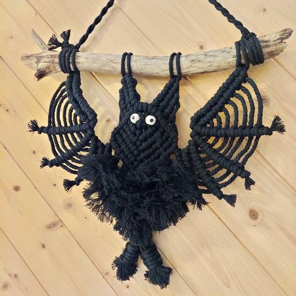 Macrame Bat Wall Decor, Door Hanging, Halloween