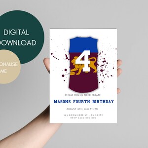 Australian rules Football birthday invitation | Aussie Rules Birthday Party | Footy Party Theme | Brisbane Lions Invite | Digital download