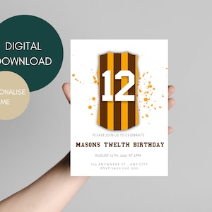 Australian rules Football birthday invitation | Aussie Rules Birthday Party | Footy Party Theme | Hawthorn Invite | Digital download