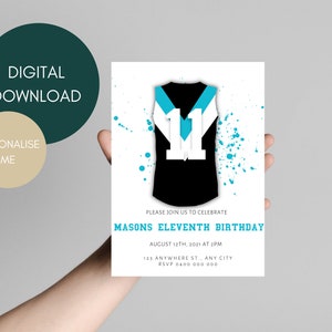 Australian rules Football birthday invitation | Aussie Rules Birthday Party | Footy Party Theme | Port Adelaide Invite | Digital download