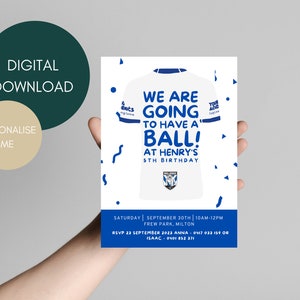 NRL birthday invitation | National Rugby League Birthday Party | Rugby Party The Canterbury Bankstown Bulldog's Invite | Digital download