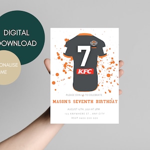 NRL birthday invitation | National Rugby League Birthday Party | Rugby Party Theme | West Tigers Invite | Digital download