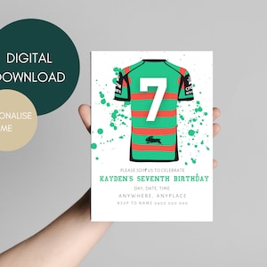 NRL birthday invitation | National Rugby League Birthday Party | Rugby Party Theme | Rabbitohs Invite | Digital download