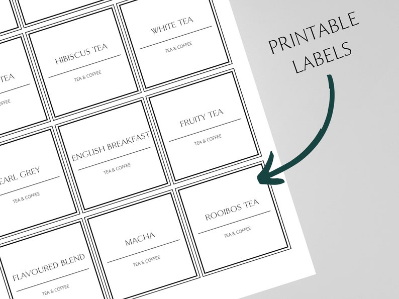 Printable Tea and Coffee Labels Minimalist Organisation | Etsy