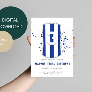 Australian rules Football birthday invitation | Aussie Rules Birthday Party | Footy Party Theme | North Melbourne Invite | Digital download