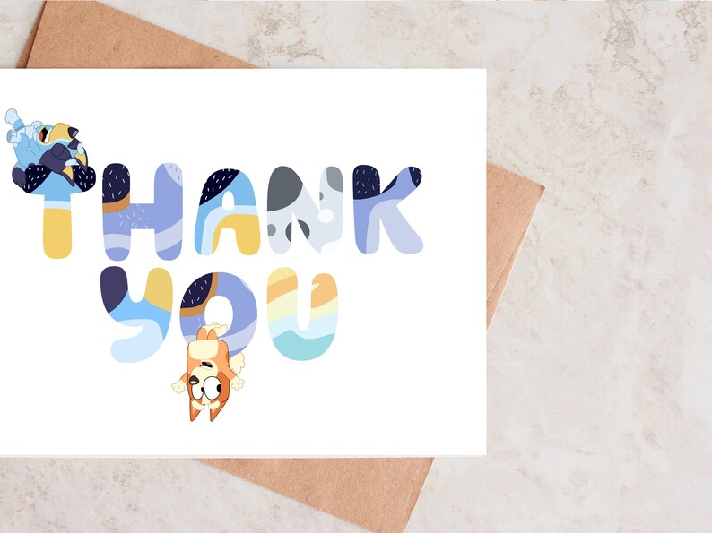 Bluey Card Thank You Digital Download Bluey Inspired Etsy UK