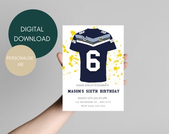 NRL birthday invitation | National Rugby League Birthday Party | Rugby Party Theme | North Queensland Cowboys Invite | Digital download