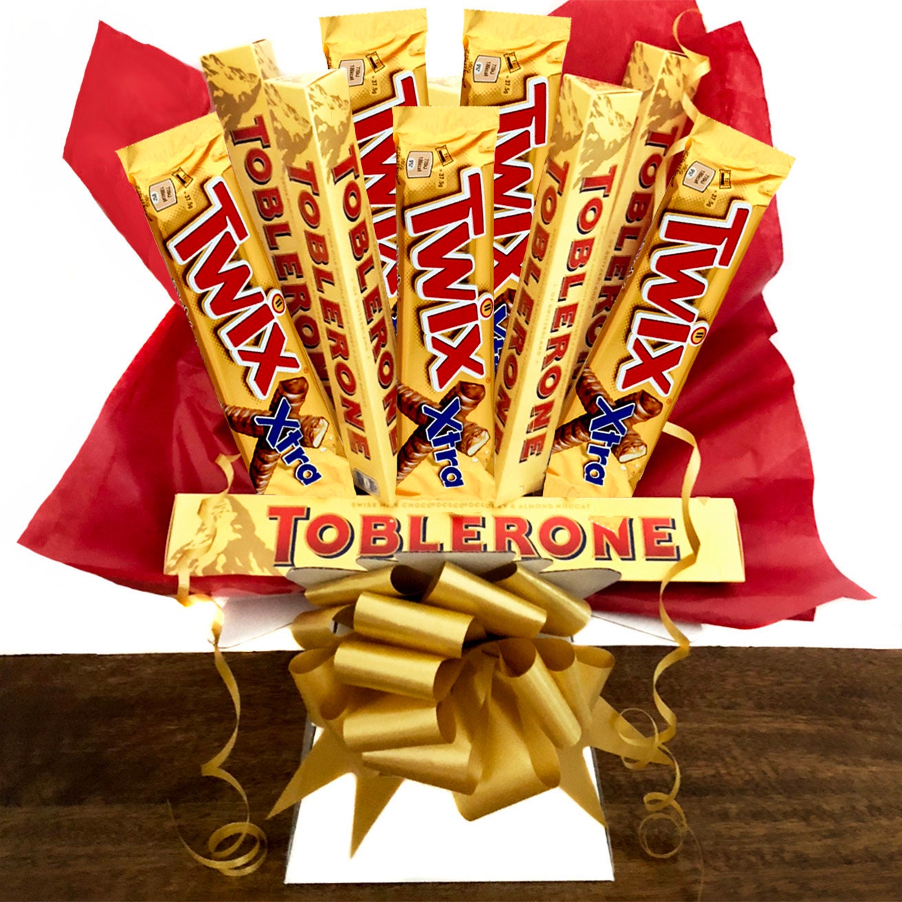 Toblerone \u0026 Twix Chocolate Bouquet, image size:1311x1311