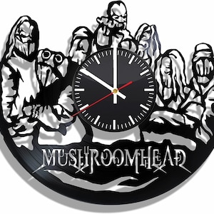 Alternative Metal Vinyl Clock - Handmade 12-Inch Wall Art for Fans of Industrial Rock Aesthetics