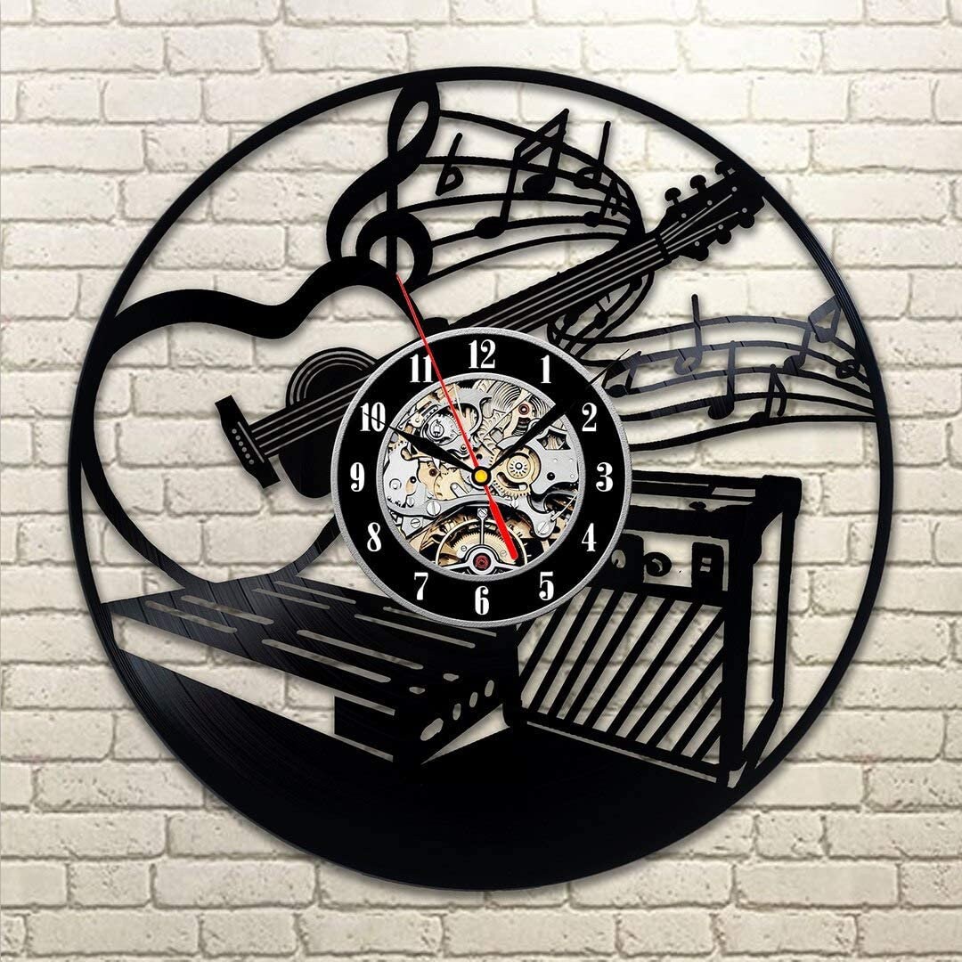 Musical Instrument Wall Art Guitar Wall Clock Vintage Vinyl Etsy