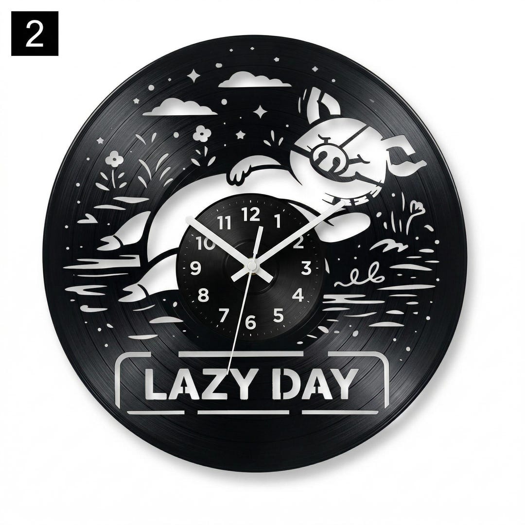 Handmade Vinyl Record Lazy Pig Clock, Funny Animal Lover Decor - Etsy