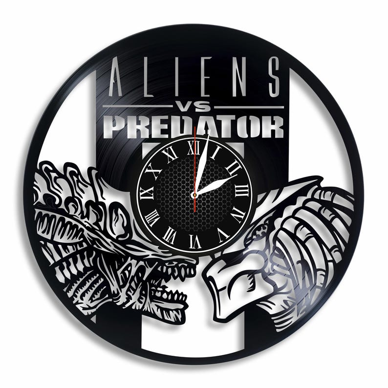 Futuristic Sci-fi Vinyl Clock - Handmade 12-inch Wall Art for Space and ...