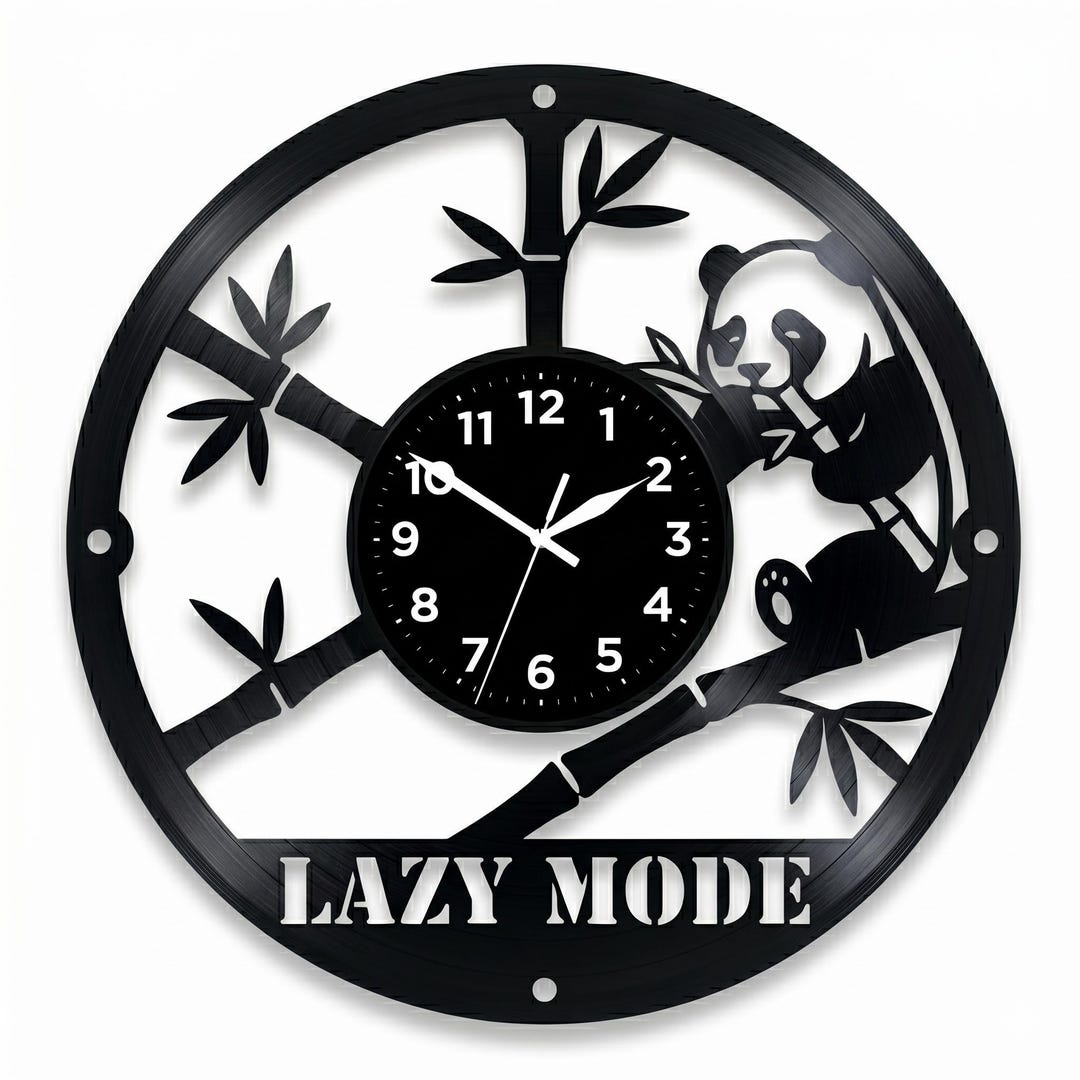 Hand Clock Panda Handmade Vinyl Record Panda Clock, Bamboo Lazy Mode Decor, Animal Gift ...