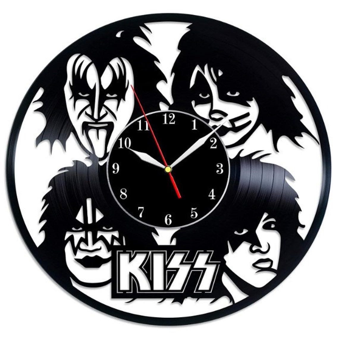 Vinyl Clock 12 KISS Decor, KISS Wall Art, Kiss Rock Band Wall