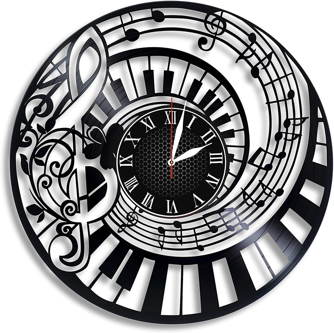 Piano Notes Vinyl Wall Clock, Music Design Piano Notes Art Design Gift for Any Occasion Etsy